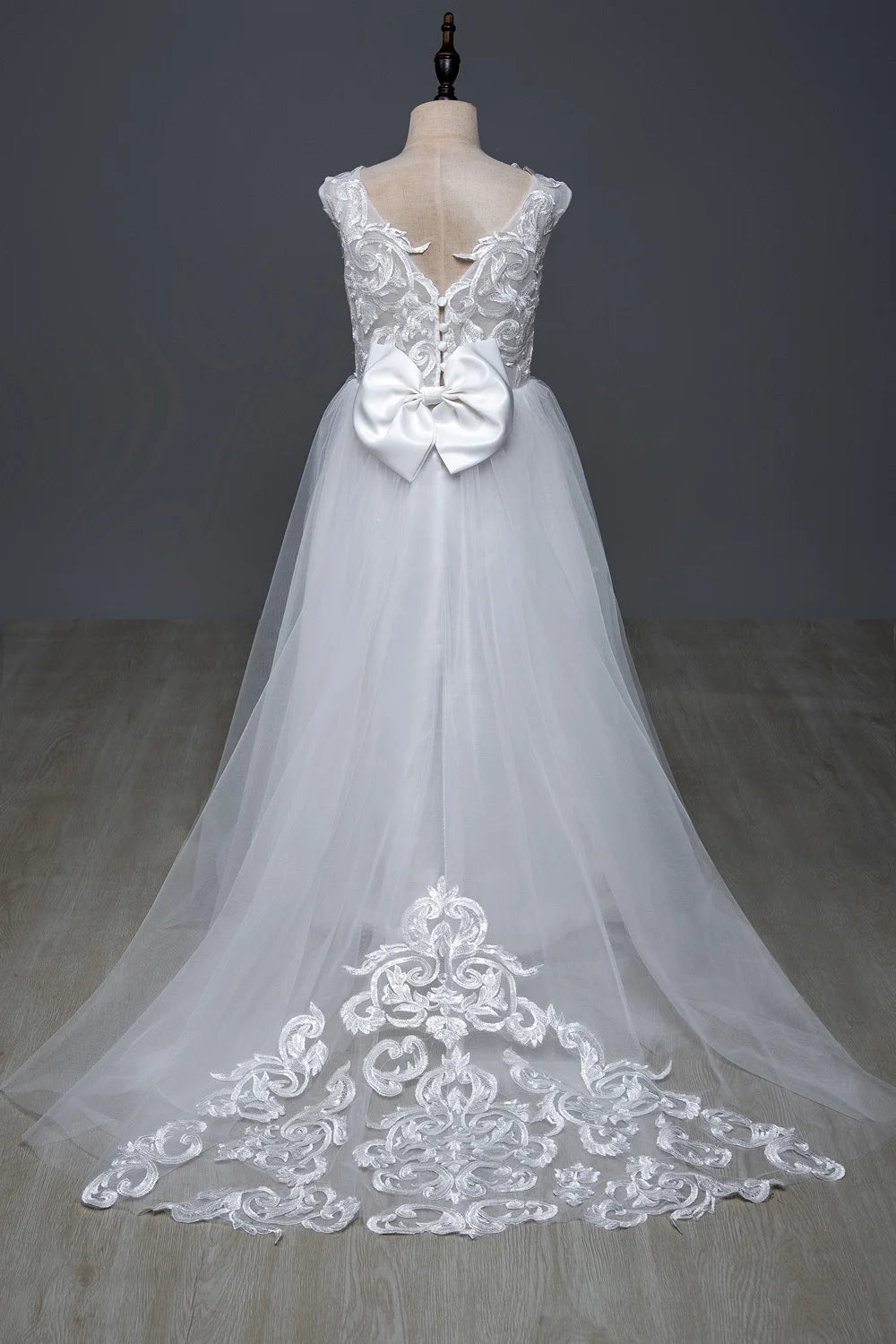 White Bridesmaid Dresses For Girls Princesss Flower Girl Dress Big Bow Lace First Communion Gown Kids Wedding Party | STEPHANIE