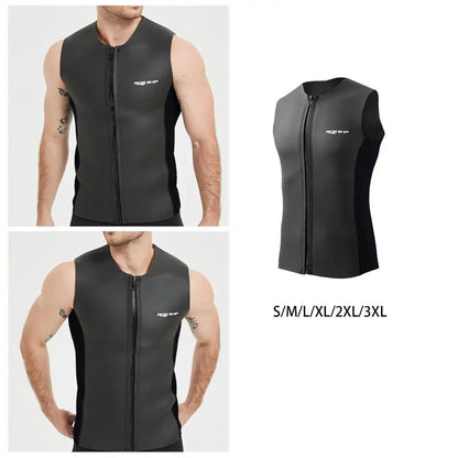 Wetsuit Top,Sleeveless Vest Thermal Diving Vest Zipper Diving Vest Swimsuit for Swimming Water Sports Surfing Kayaking