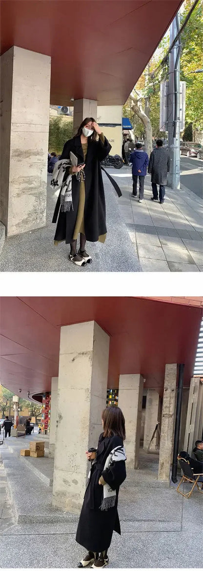 Plus Size New Hot Sale Of The Season Women's Woolen Coat Medium Length Versatile Small Size Tweed Outerwear Autumn Winter Fas...