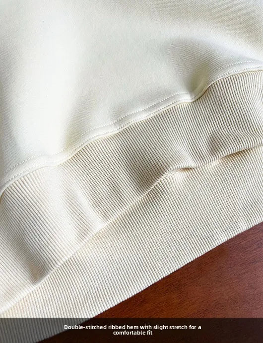 NS Pure Color Lazy Loose BF Hoodie Women's Simple Shape Sweatshirt Long Sleeve Letter Embroidery Top Casual Style Cotton Blend