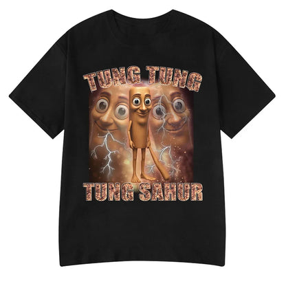 Tung Tung Tung Sahur Meme T Shirt Tralalero Tralala Bombardiro Crocodilo Funny T-shirt Men Women Polyester Short Sleeve Tshirt