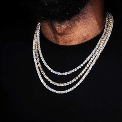 Hip Hop Jewelry Cubic Zirconia Iced Out Tennis Chain Iced Out 18k Gold Plated Bling Necklace For Women Free Custom Laser Logo