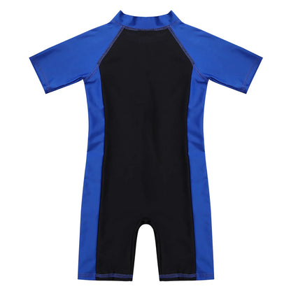 Wetsuits Kids Boys Girls Swimwear Swimsuits Short Sleeves Bodysuit Zippered Shorty Unitard Children's Bathing Suit Wetsuit
