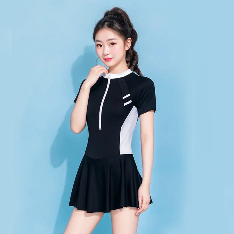 Conservative Swimsuits women's skirt-style Sportswear Slim And Simple Spring women's Racing Swimming Swimsuits