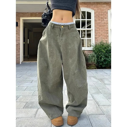 American Retro Simple Silhouette Knife Edge Pants Loose Fashionable Casual Wide Leg Workwear Trousers for Men And Women
