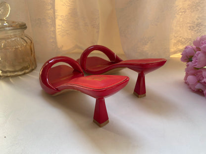 Black Red High Heel Slippers Women Open Toe Slingback Sandals Female Pumps Square Toe Summer Simple Designer Heeled Sandals