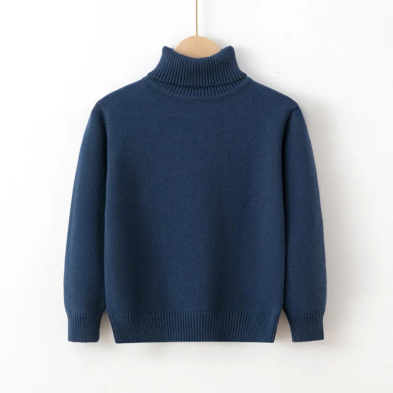 2025 Autumn Winter Children's Cotton Sweater Full Sleeve Turtleneck Knitwear Baby Boys Girls Clothing Warm Soft Jumper Pullovers