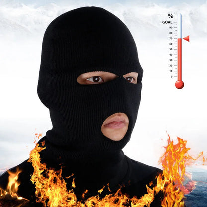 Windproof Full Face Knit Hats Custom SkiMask Men Warm Wool Balaclava embroidery Winter hats Knitted 3 Holes Ski Mask