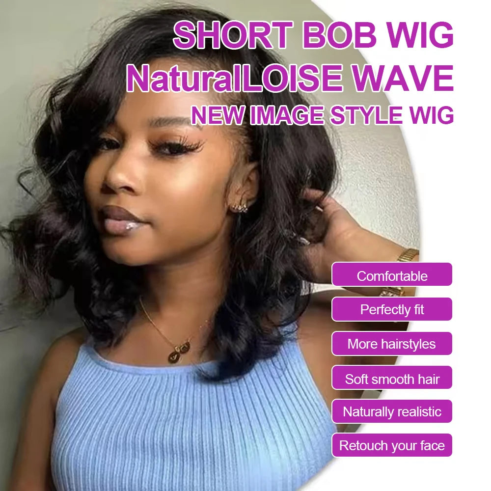 Body Wave Short Bob Wigs Brazilian Loose Water Wave 13x6 Hd Lace Front Wig 100% Glueless Human Hair 7x5 Closure Wig PrePlucked
