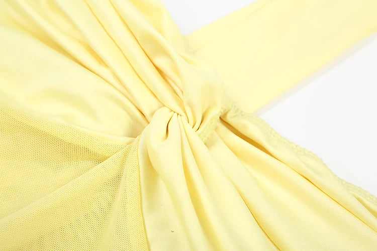 kliou Patchwork Elegant Women Maxi Dress Classic Sexy Sheer Ribbons Halter Backless Bodycon Female Trend Festival Evening Wear