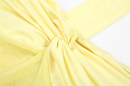 kliou Patchwork Elegant Women Maxi Dress Classic Sexy Sheer Ribbons Halter Backless Bodycon Female Trend Festival Evening Wear