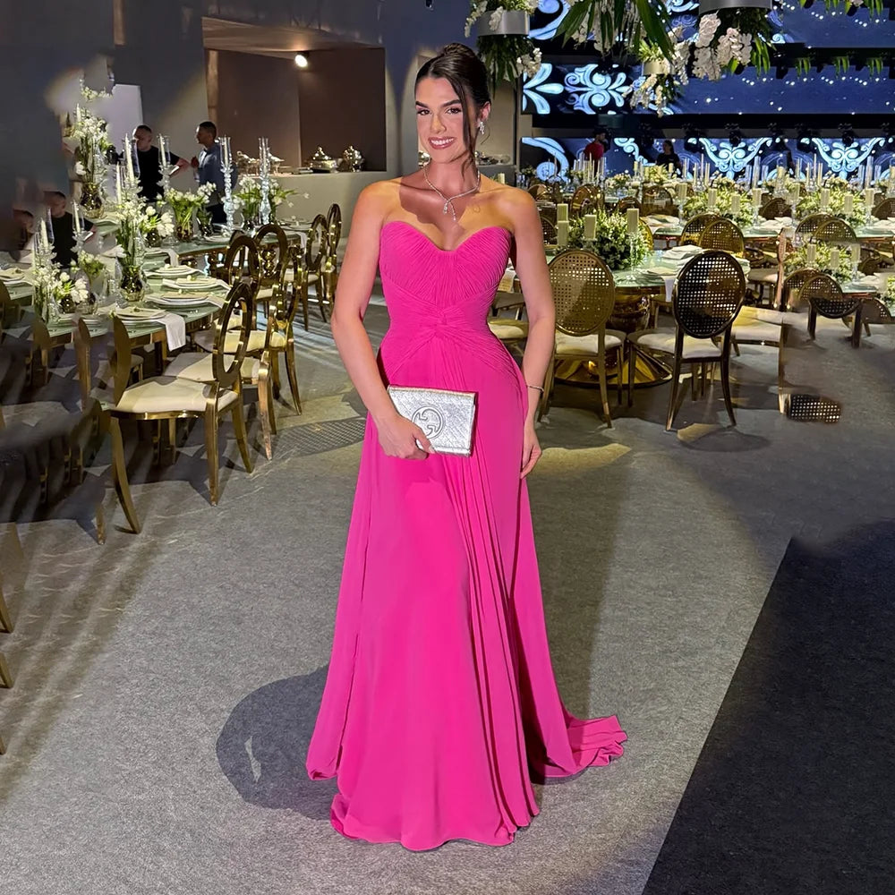 Formal Party Dresses for Women Sweetheart Neck Sleeveless Pleat Chiffon Mermaid Evening Gowns Elegant Long Prom Dress Customized