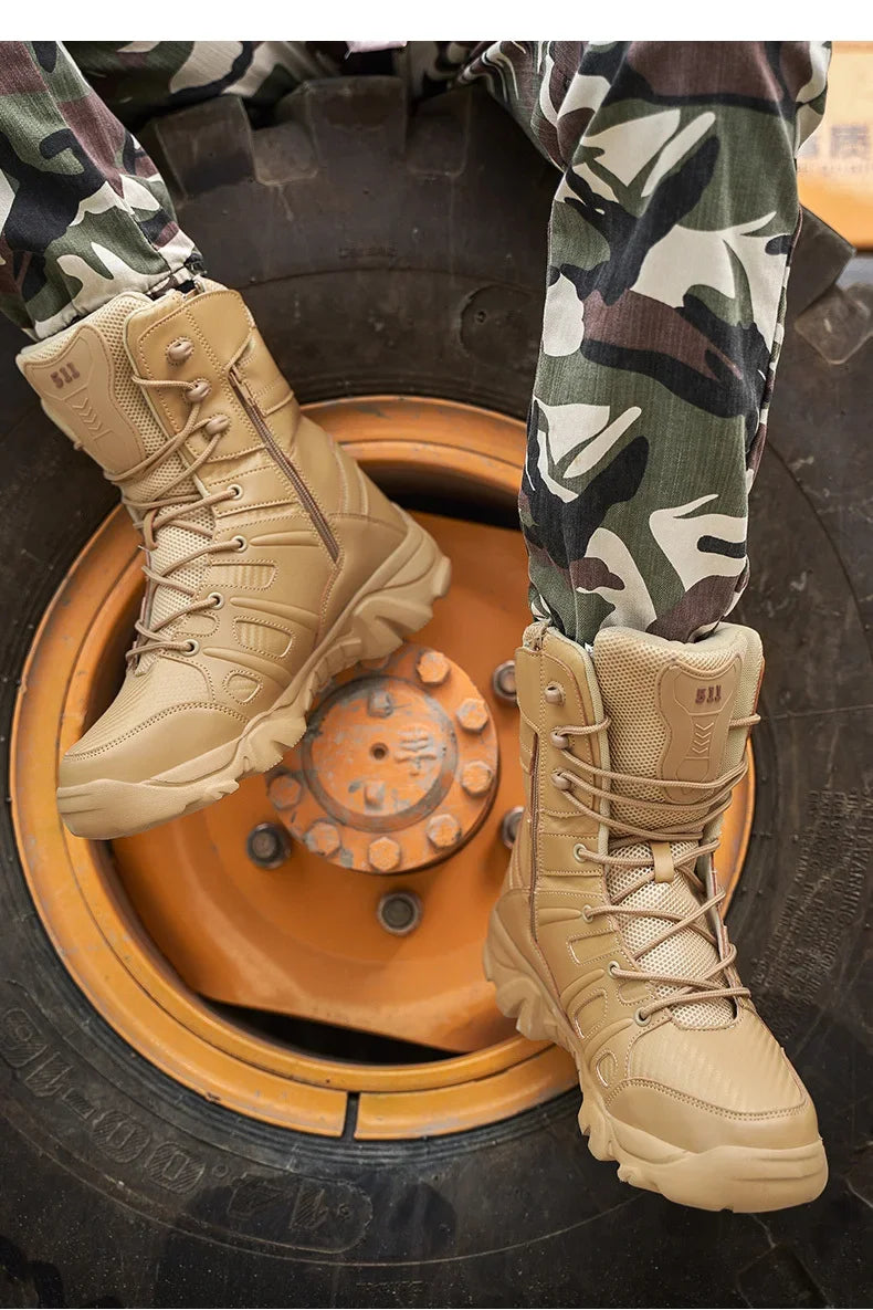 Man Tactical Military Boots Winter Men Work Safty Shoes Special Force Desert Combat Army Boots Outdoor Ankle Hiking Shoes