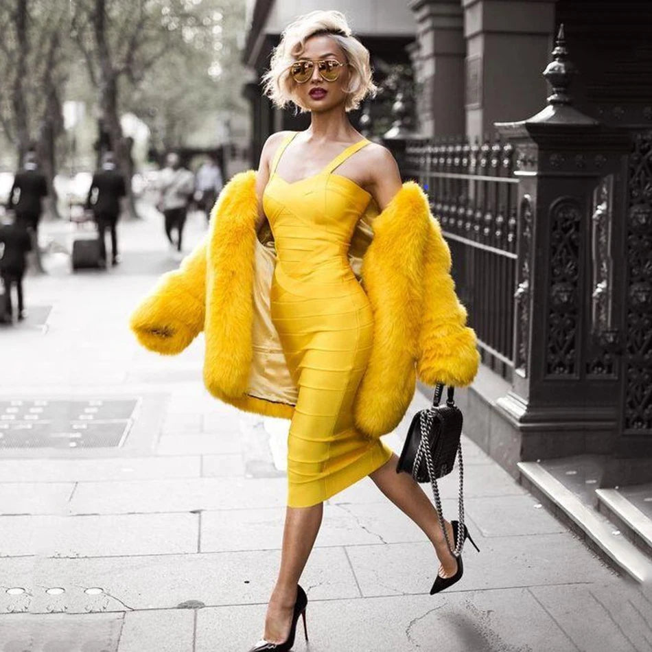 New 2026 Women Sexy Celebrity Midi Red White HL Elastic Bandage Dress Spaghetti Strap Club Bodycon Party Dress Wholesale HL434