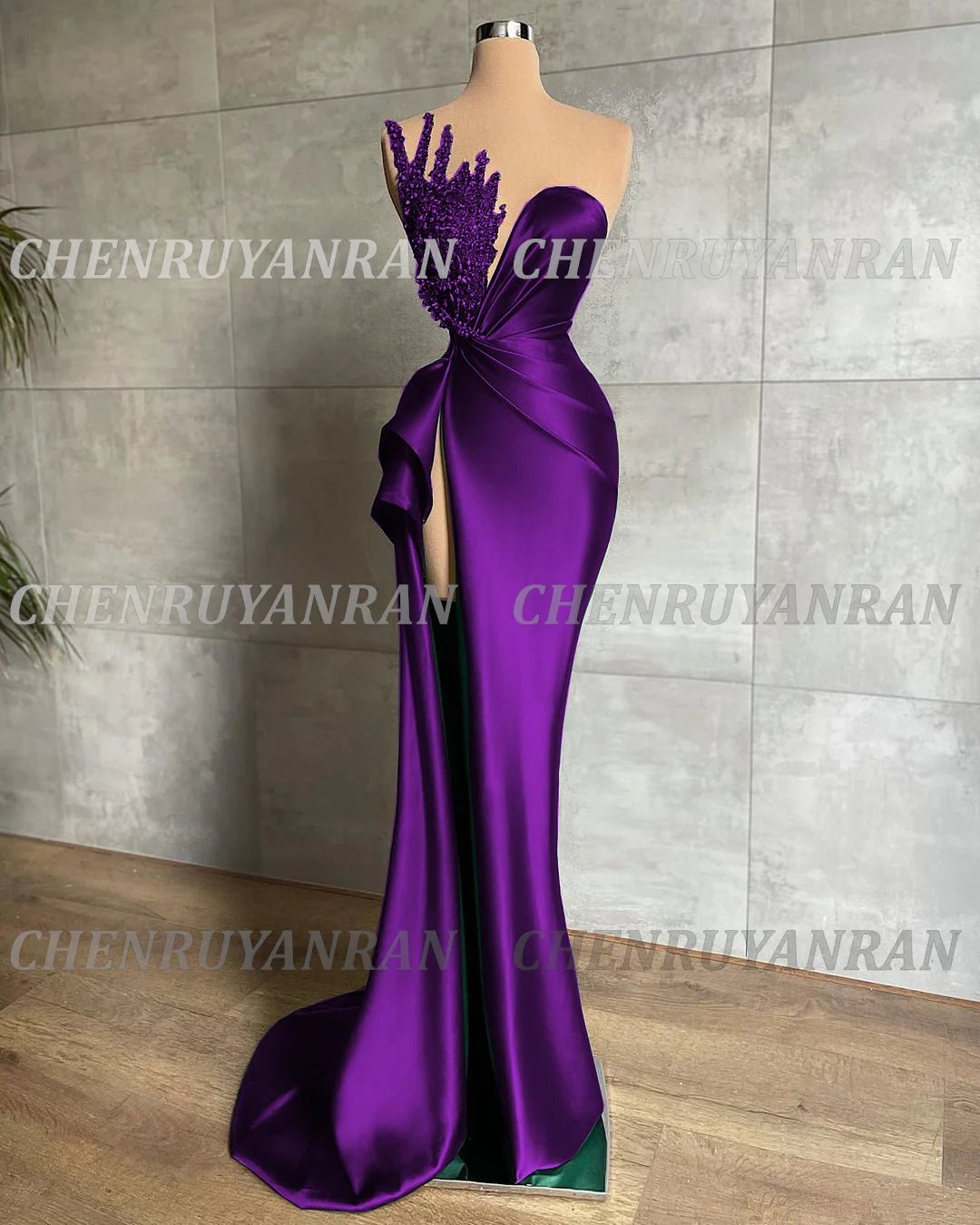 Green Evening Dresses 2025&2026 Sweetheart Sequin Beaded Long Satin Formal Party Dress Pleat Side Split Sexy Zipper Simple Prom Gowns