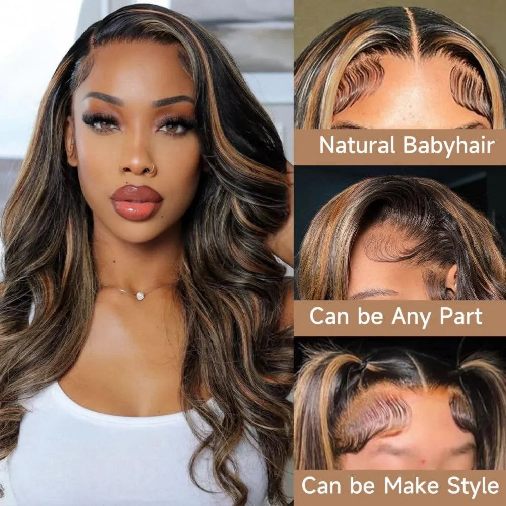 1B/30 Ombre Highlight Lace Front Wigs Human Hair 13x6 Body Wave Wig Human Hair 13x4 Transparent Lace Frontal Wigs For Women