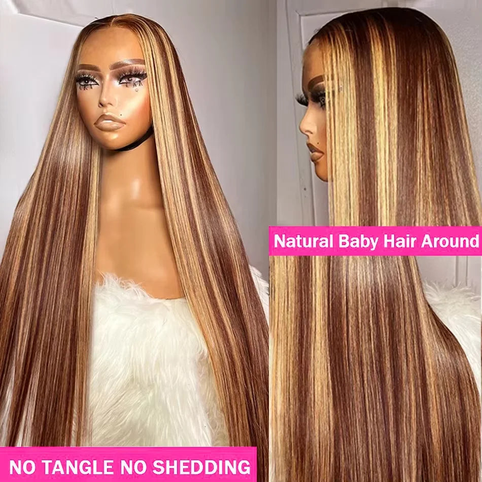 Highlight Wig Human Hair Ombre HD Lace Wig 13x6 Bone straight Human Hair Frontal Wig Brazilian 13x4 Bone Straight Wigs For Women