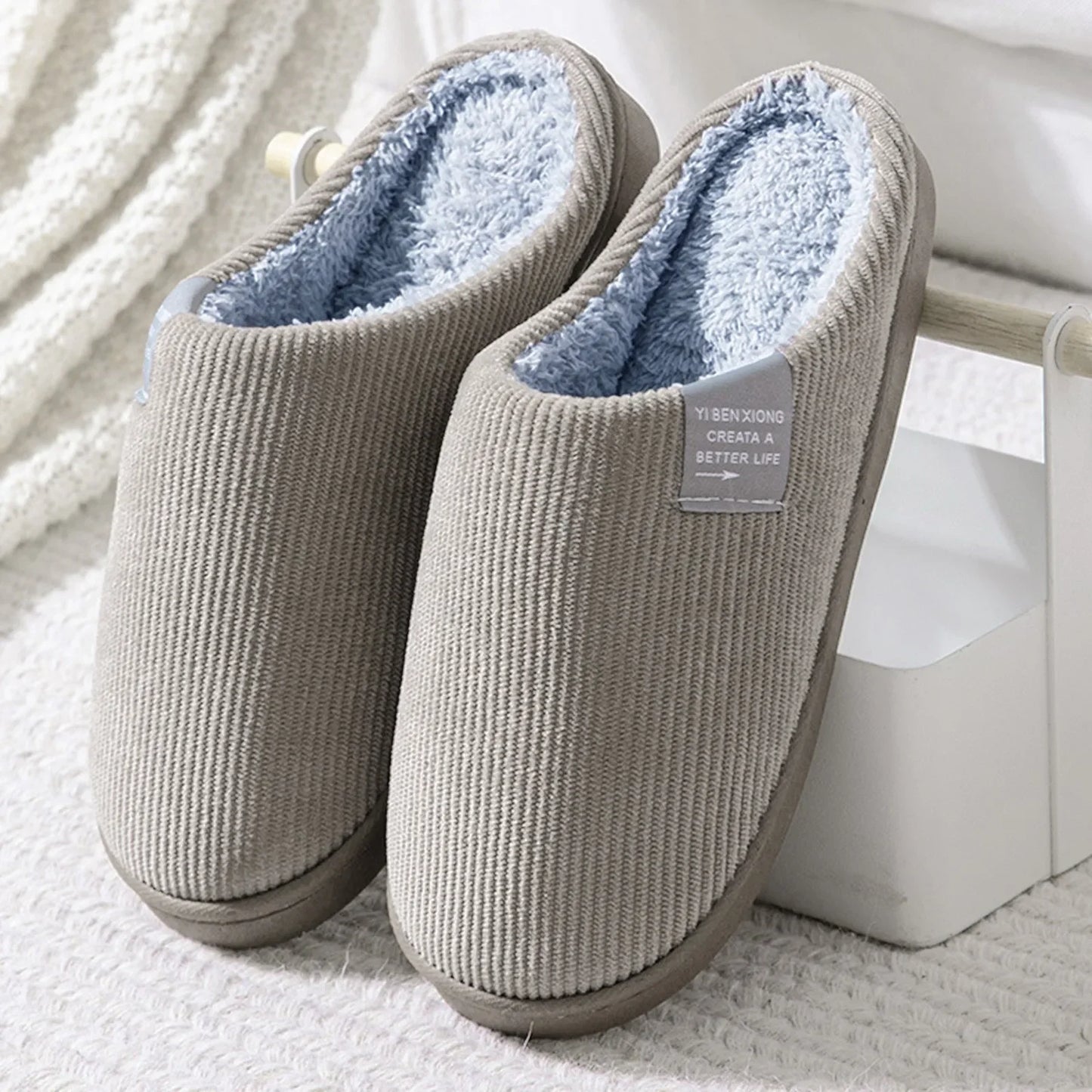 Women's Men's Casual Home Slippers Soft Thick Bottom Household Plush Anti-slip Thermal Indoor Winter Flats