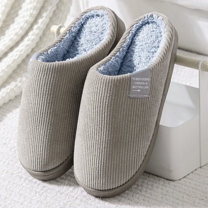 Women's Men's Casual Home Slippers Soft Thick Bottom Household Plush Anti-slip Thermal Indoor Winter Flats