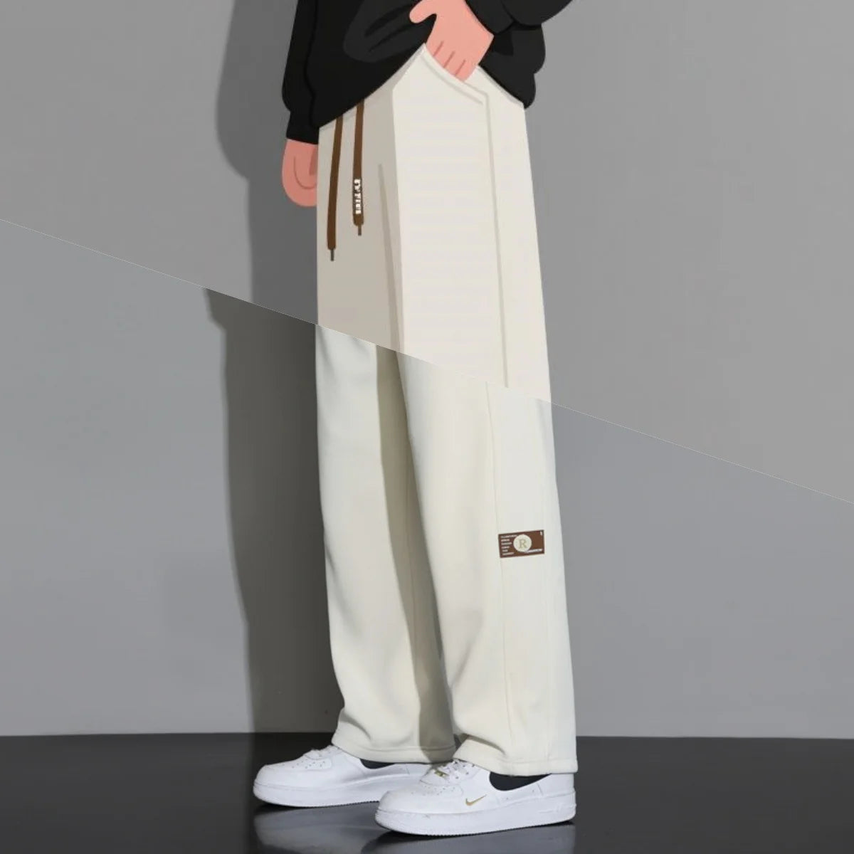 Men's Casual Pants, Men's Spring and Autumn New Style, Hanging Solid Color Sports Pants, Men Loose Straight Leg Wide Leg Pants