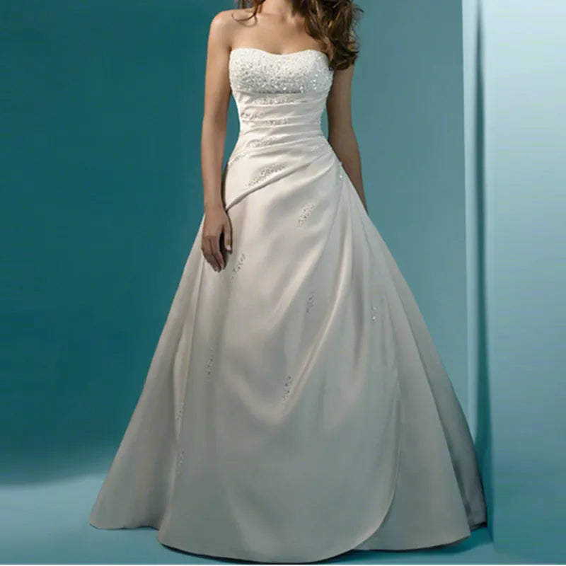 Wedding Dresses Classic Design Perfect A line Strapless Robe De Mariage Vestido De Noiva bridal gown