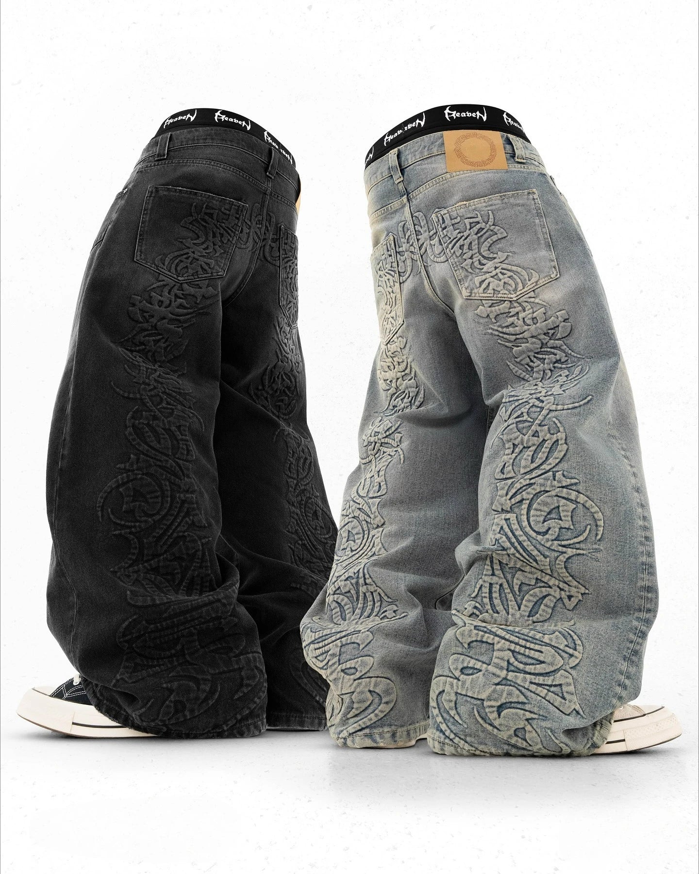 Streetwear American Vintage Jeans Y2K Clothing Men Women Hip Hop Letter Embroidery Washed Baggy Jeans Mid Rise Wide Leg Trousers