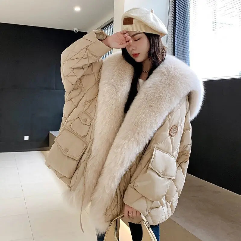Women’s Color-coded Casual Trendy Simple Luxury Turn-down Collar Long Sleeve Quilted Jackets Female Coats Parkas Clothes Tops