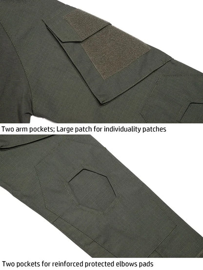 Men's Outdoor Tactical Shirts Long Sleeve Outfit Combat Shirt 1/4 Zipper Ripstop Tops Workwear pullover Camo Airsoft T-Shirts