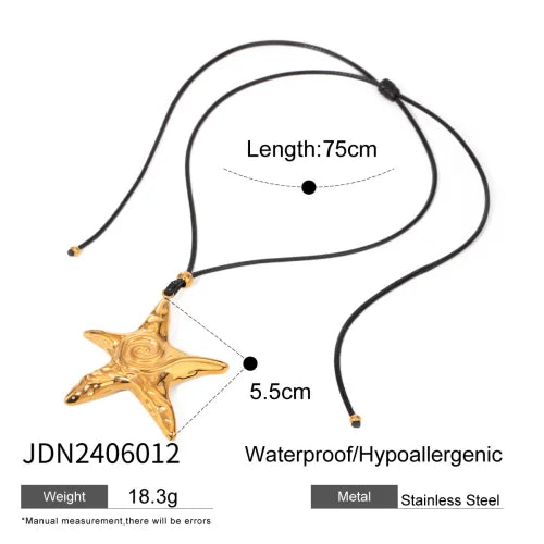 Youthway Trendy Stainless Steel Waterproof Irregular Geometric Metal Wax Rope Necklace Gold Silver For Women Jewelry Gift