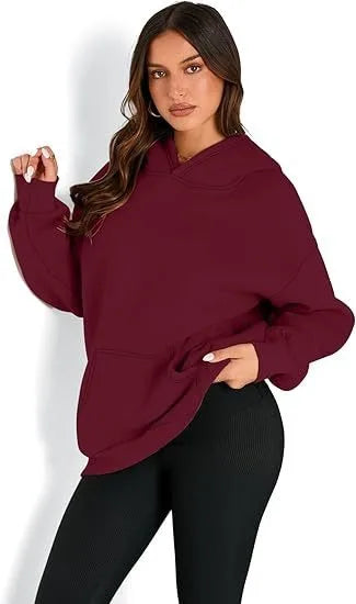 2026 Autumn and Winter New Cross border Leisure Fashion Sports Solid Color Women's Loose and Comfortable Hoodie Hoodie Hoodie