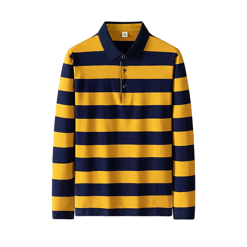 Spring Men Polo Shirt Cotton Long Sleeve Stripe Polo Shirt Men Autumn Embroidery Casual Fashion Polo Shirt Business T-shirts Men