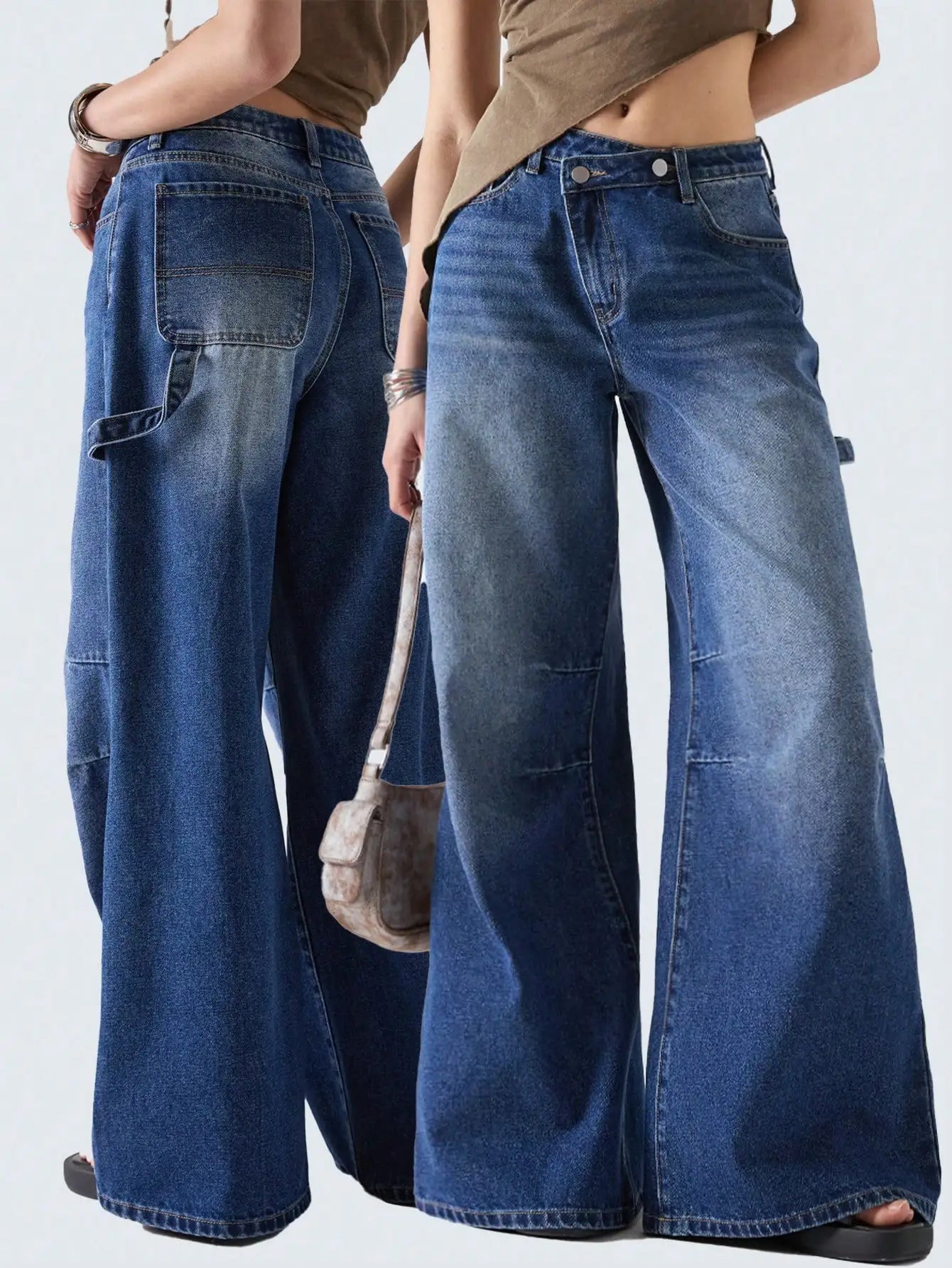 American retro wide leg jeans for women  spring new style  versatile and easy to wear