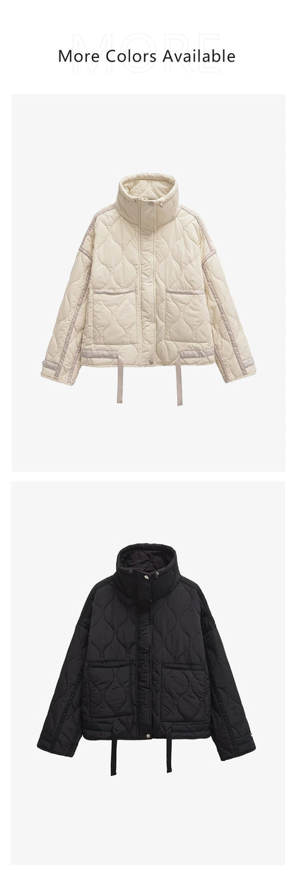 Women's Cotton Robe Zipper Solid Color Large Pocket Long Sleeve Winter New Jacket Cotton Robe