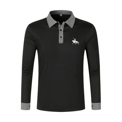 Spring and Autumn Men's Long Sleeve Polo Shirt Classic Business Office T-shirt Male Street Casual Fashion Solid Color Top