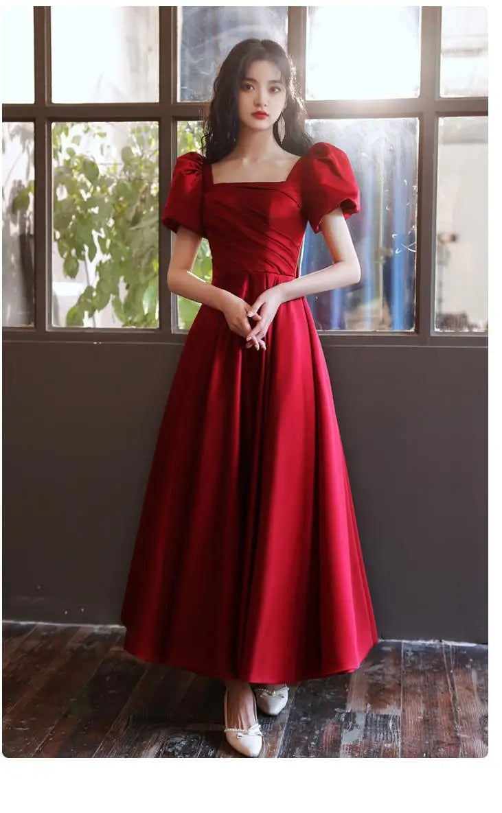 Wedding Dress Party Dresses  New Red Style Retro Bridal Princess Engagement Evening Dress