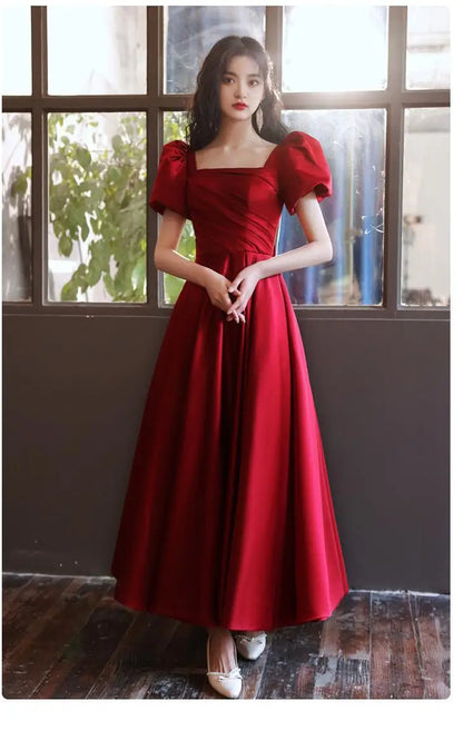 Wedding Dress Party Dresses  New Red Style Retro Bridal Princess Engagement Evening Dress