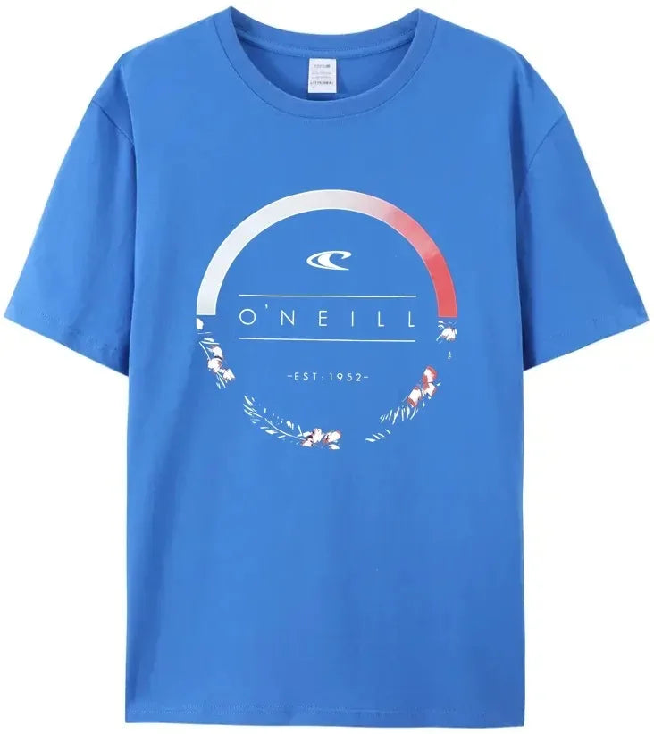 2024 New Beach Men's Summer Hot Sale Men's Curled Oneill 100%cotton T Shirt Round Garland Logo Top Quality Tees