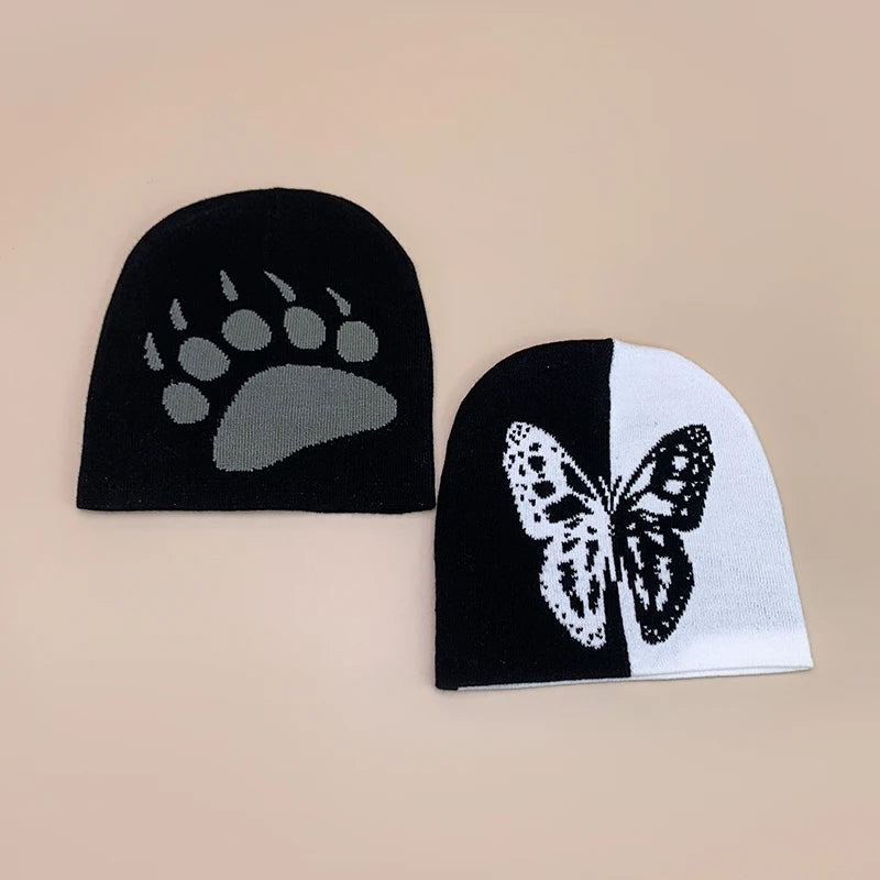 Personal Punk Skull Demon Knitted Hats Autumn and Winter Unisex Dark Series Warm Street Versatile Niche Fashion Hip Hop Beanies