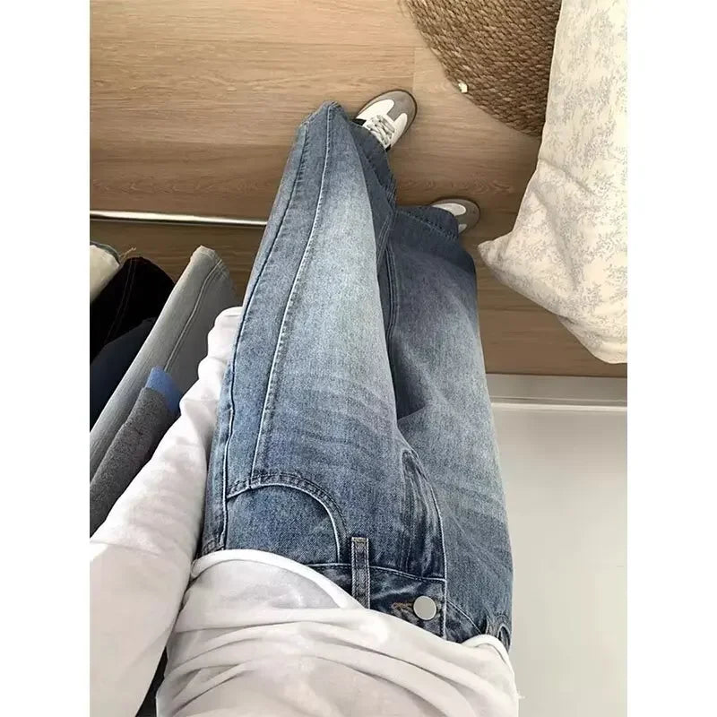 High Waist Straight Leg Loose Fitting Slimming Jeans Women's Regular Drapey Long Trousers Spring Summer New Style