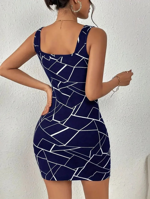 2025 Summer New Arrival: Chic Camisole Dress with Temperament Print for Women – European & American Style, Sexy & Trendy, Body-h