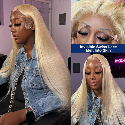 13x6 Hd Transparent Lace Frontal Wig Human Hair 30 Inch Blonde Straight Lace Front Wigs Human Hair 613 Bone Straight Colored Wig