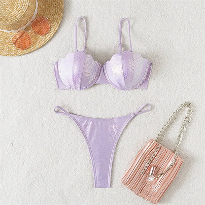 Sexy Push Up Bikinis Sets for Women Swimwear Micro Thong Swimsuits Back Kontted Bathing Suit Brazilian Bikini Mujer Beachwear