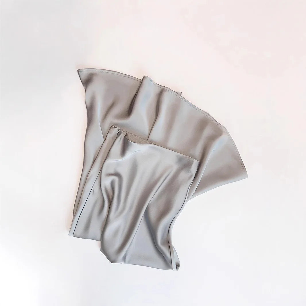 Women's Spring Autumn Satin Skirt - High-Waisted Flowy Bodycon Fishtail A-Line Midi Skirt