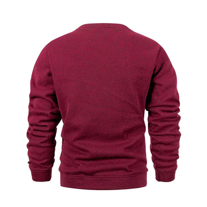 New Mens Round Neck Sweatshirt Solid Color Loose Casual Pullover Men Fashion Warm Long Sleeve Hoodies Men Clothing