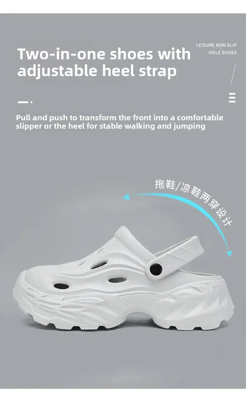 Summer New High-quality EVA Perforated Breathable Wearable Casual Solid Color Simple Thick-soled Large-sized Couple Sandals