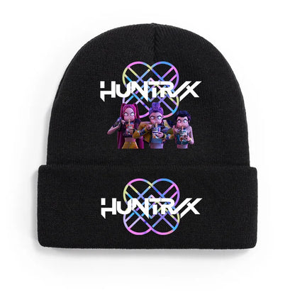 K Pop Demon Girls Knitted Hats Kpop Hunter Cartoon Children Headgear Cotton Winter Cute Cap Anime Kids Navidad Birthday Gifts