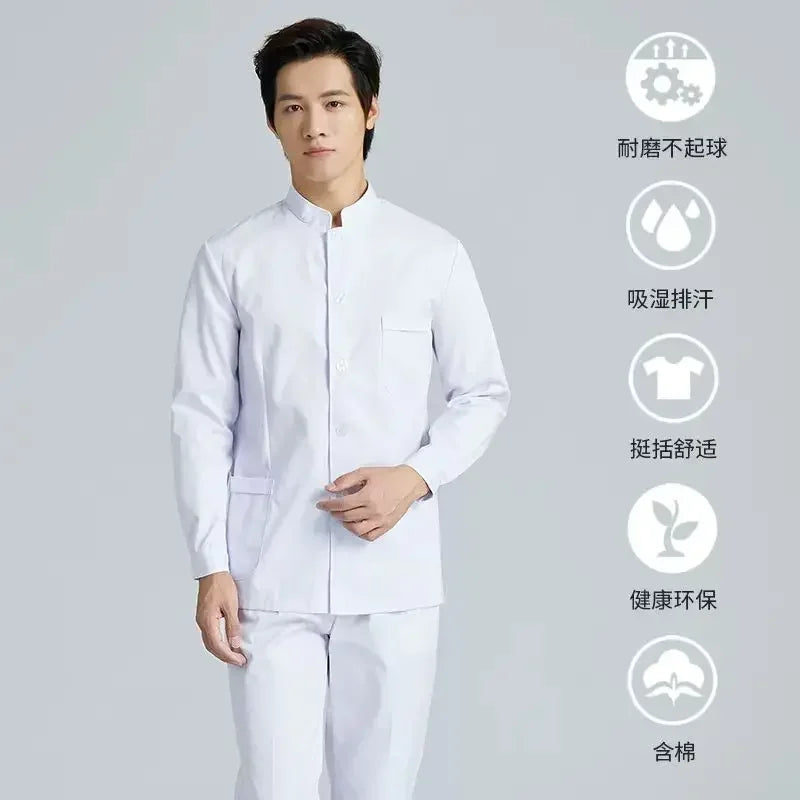 New Models Stand Up Collar Nurse Suit Split Suit Male Oral Cavity Doctor Short Long Sleeve Beauty Salon Nursing Care Worker Suit