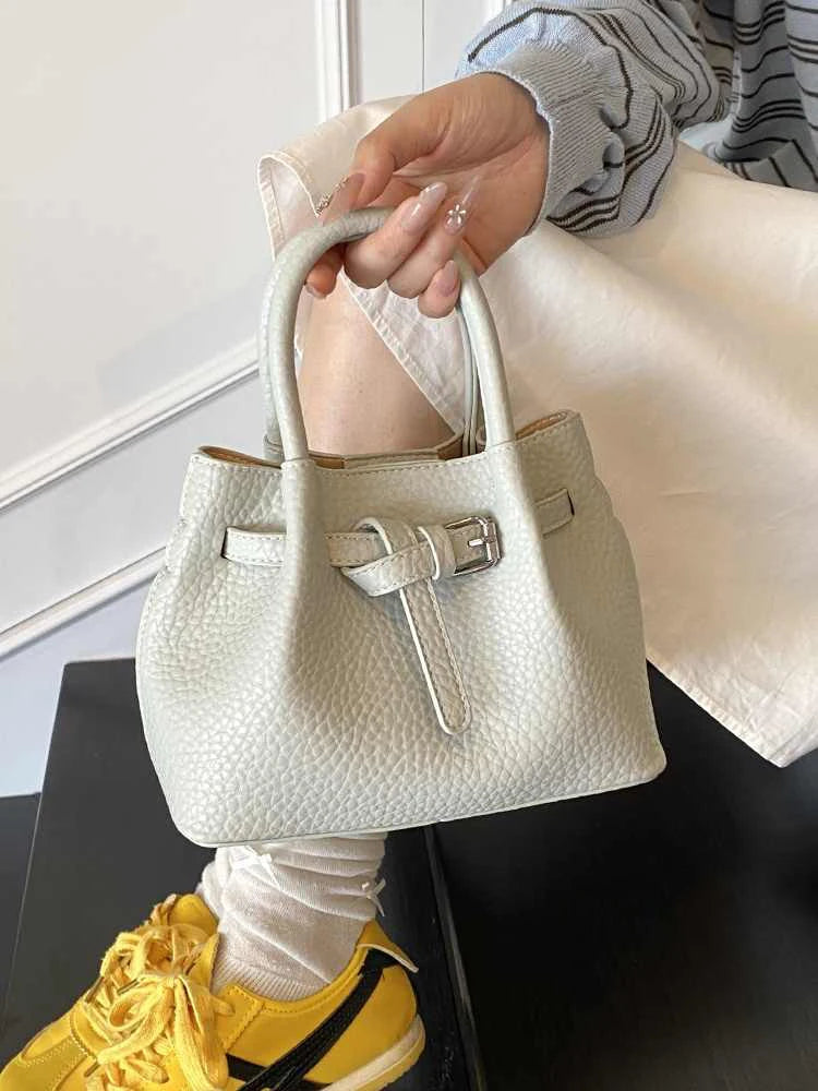 Fashion Red Bucket handbags Korean Casual Simple One Shoulder Bags Summer Female Temperament Versatile PU Crossbody Bag