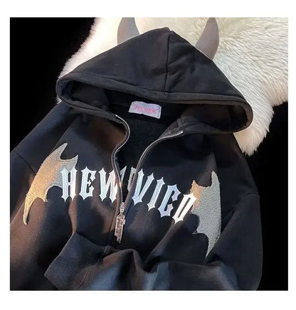 Couples Winter Devil Bread Clothing Casual Hooded Jacket Embroidered Cotton-padded Y2K Jackets Coats New Jacket In Winter 2023