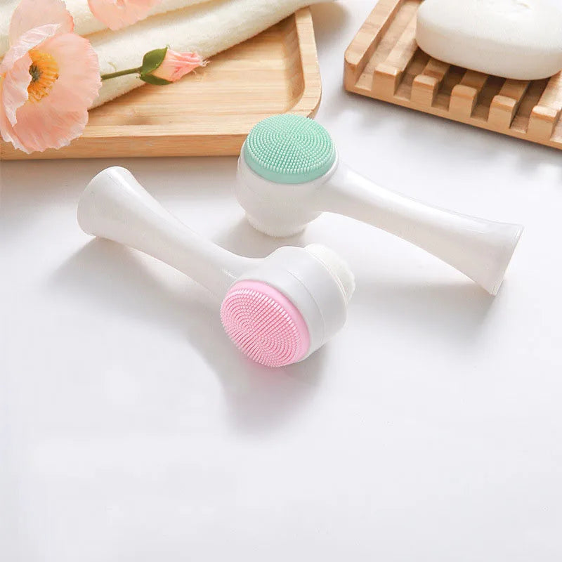 1/2pcs 2-In-1 Facial Silicone Cleansing Brush Facial Soft Silicone Brushes Care Massage Brush Portable Face Deep Cleansing Brush